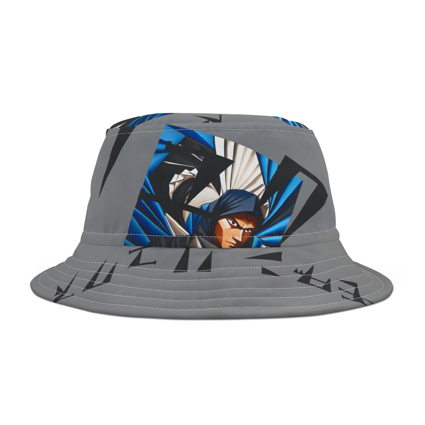 Japanese Writing On Grey Bucket Hat