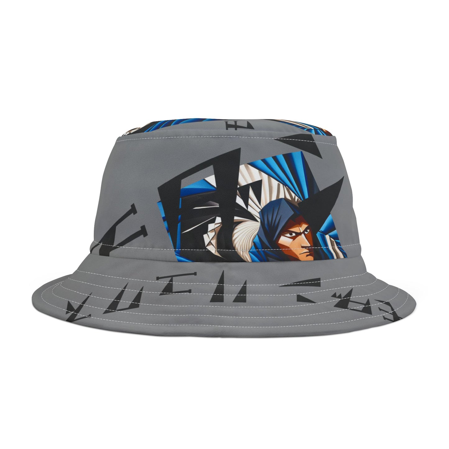 Japanese Writing On Grey Bucket Hat